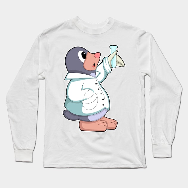 Mole as Scientist with Test tube Long Sleeve T-Shirt by Markus Schnabel